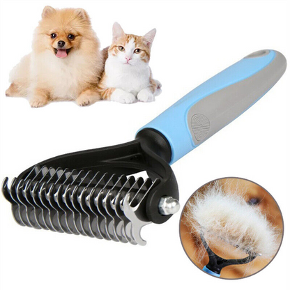 2-in-1 Deshedding and Demitting Grooming Brush for Dogs and Cats: The Ultimate Fur Remover and Undercoat Rake